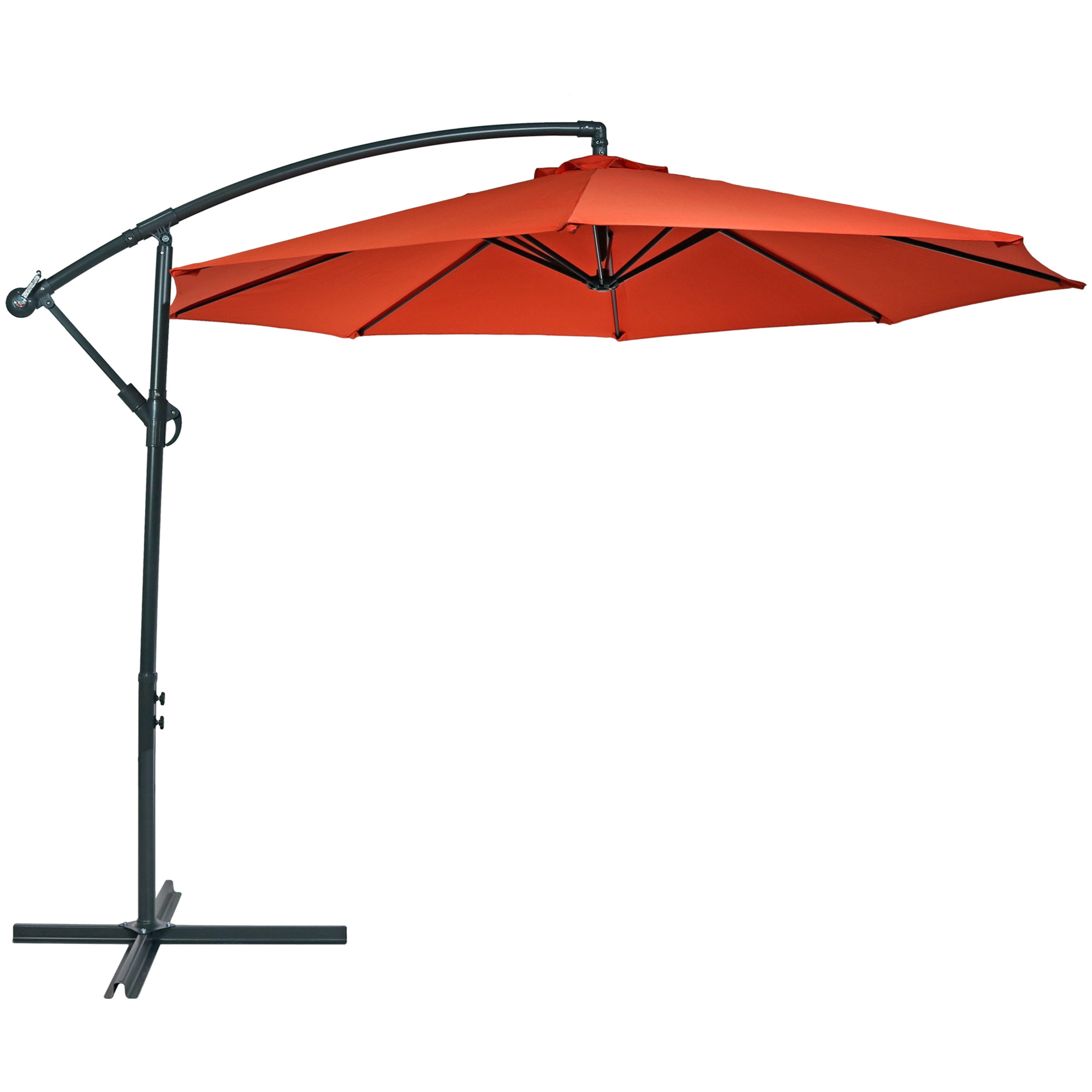 Sunnydaze Decor, Offset Patio Umbrella w/ Cantilever - Orange - 10ft., Canopy Diameter 9.5 ft, Shape Octagon, Model# JLP-187